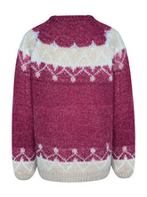 Pull ample décontracté en mohair jacquard pour femme